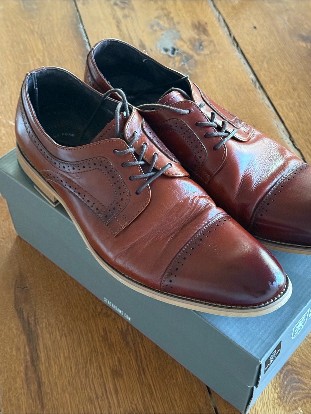 Stacy Adams Men's Cap-Toe Oxfords in Chestnut Brown
